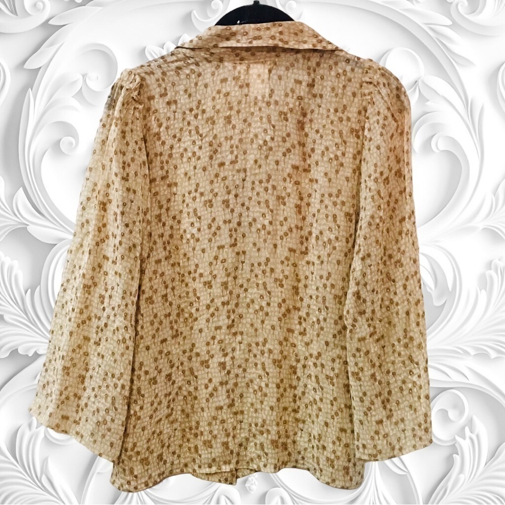 Max Studio Mini Yellow Flowered Cropped Semi-Sheer Blouse Small - Picture 4 of 4